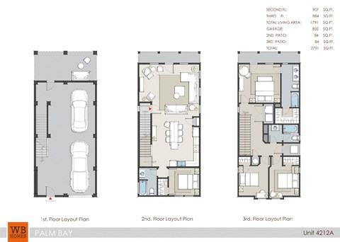 Floor plan for 4 beds, 3 baths, 1791 sqft